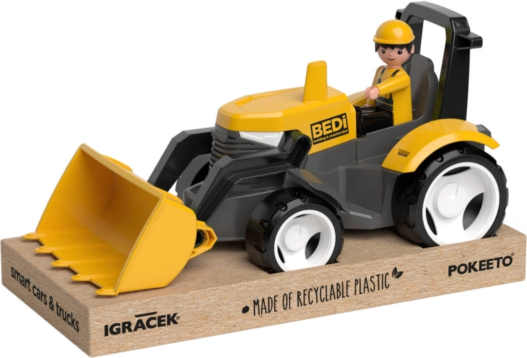 Efko Igráček MultiGO kollane traktor lükkesaha ja figuuriga