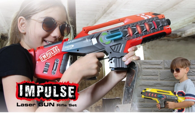 Impulse’i laser tag’i püssikomplekt kollane/punane