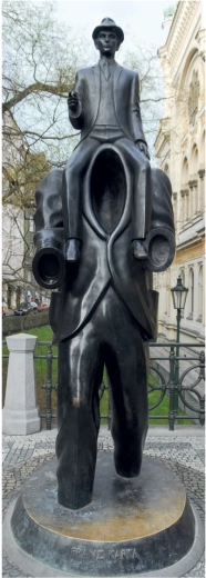 Panoramic motif of the Franz Kafka Monument