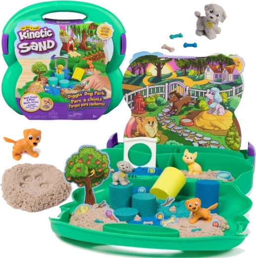 Kinetic Sand Diggin’ Dog Park kaasaskantav komplekt liiva ja koertega