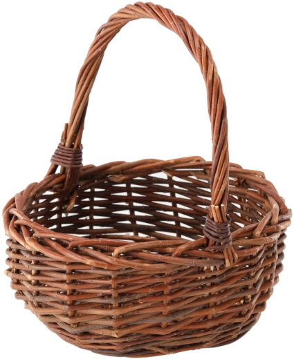 Helepruun sangaga punutud korv 28 × 28 cm