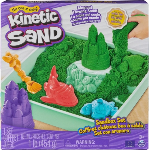 Kinetic Sand – roheline lauapealne liivakomplekt alusega