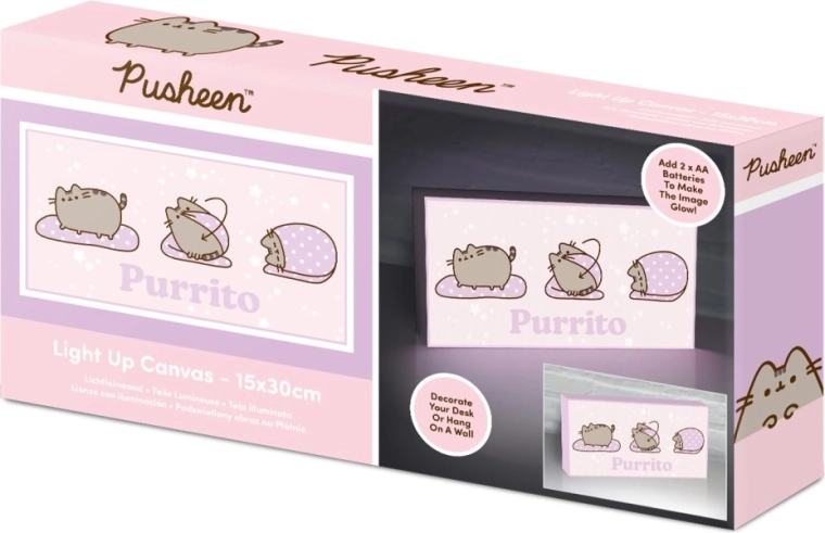 Pusheen helendav pilt 15 × 30 cm – roosa taust Purrito