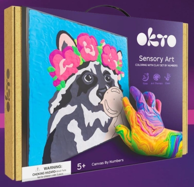 Art set for canvas painting with raccoon 29 × 29 cm