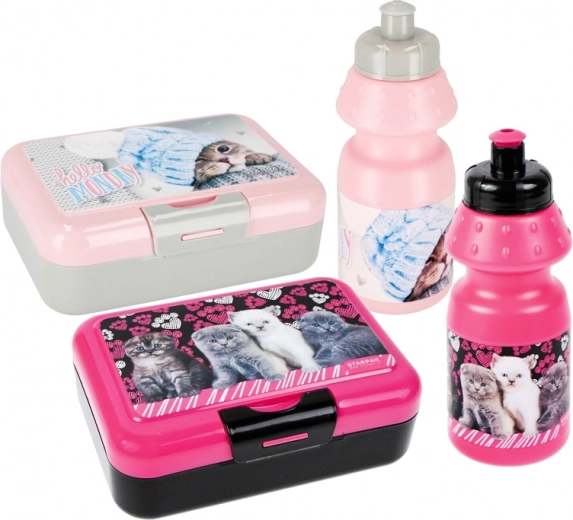 Snack box and bottle with kitten kids' set