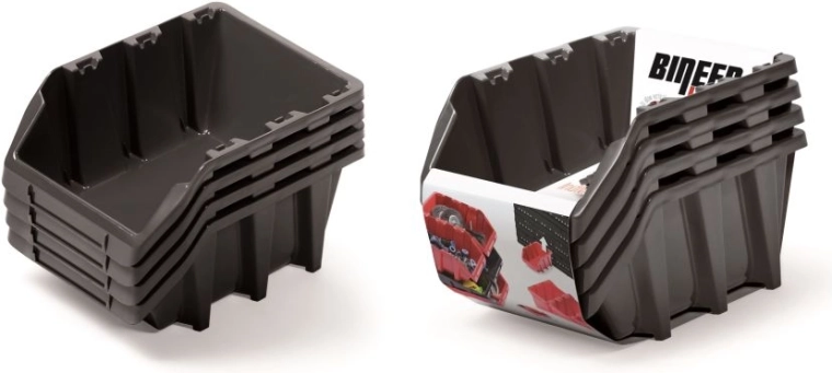 Set of Bineer Long Storage Boxes, 4 pcs, Black