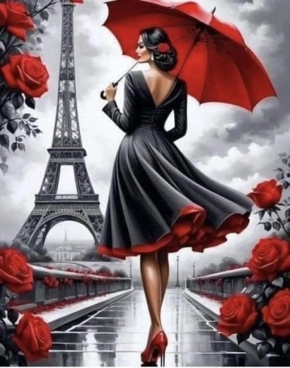 Diamond Painting Woman in Paris 30 × 40 cm