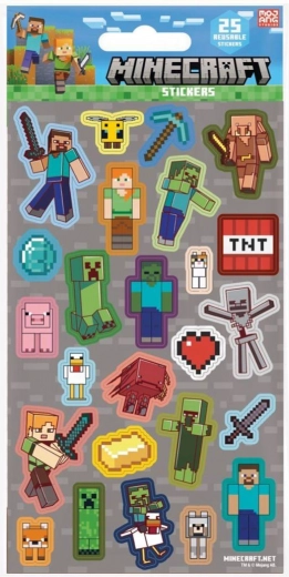 Minecraft Stickers Gray 25 pcs