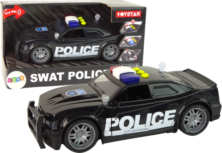 Police Car 1:14 Lights Sounds Black