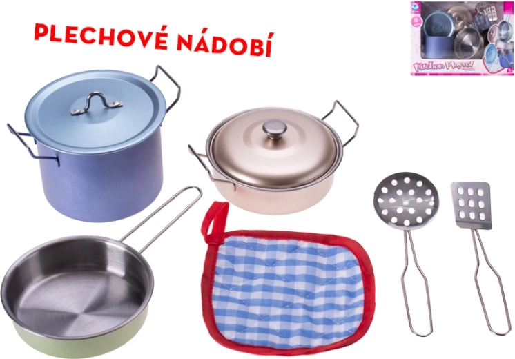 Tin Children’s Tableware Set – 8-Piece Metal Kitchen Set