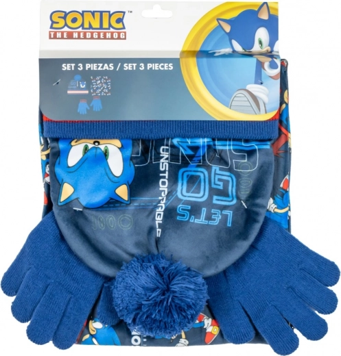 Laste talvekomplekt SONIC – tutiga müts, kindad ja kaelasall