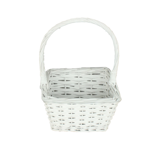 Valge vitstest punutud korv sangaga 24 × 24 × 14/35 cm