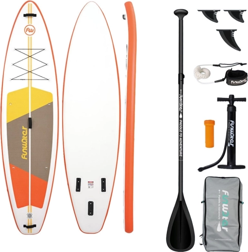 FunWater inflatable all-round paddleboard 335 × 84 × 15 cm, orange–white