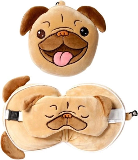 Travel pillow and eye mask Pug Puckator - 1 piece