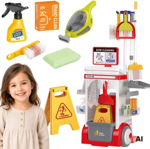 Woopie children's cleaning cart with vacuum cleaner, mop and broom - 1 piece