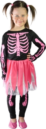 Laste roosa luukere kostüüm Halloweeniks, M