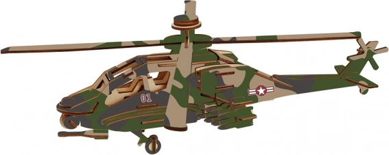 Woodcraft wooden 3D puzzle combat helicopter APACHE
