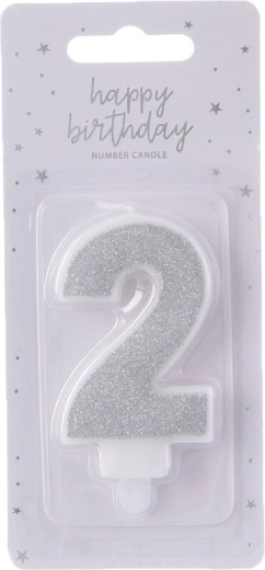 Hõbedane tordiküünal number 2 (7 cm)