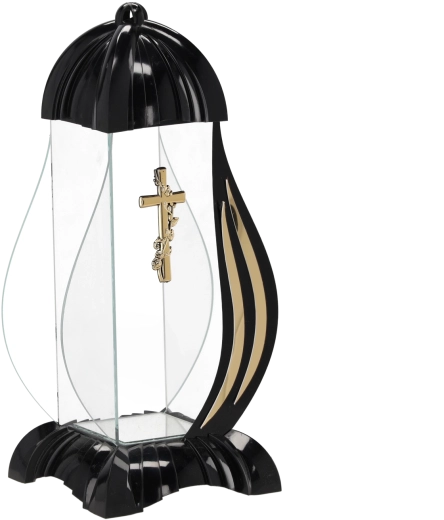 Memorial lantern size M with cross motif, black - 1 piece