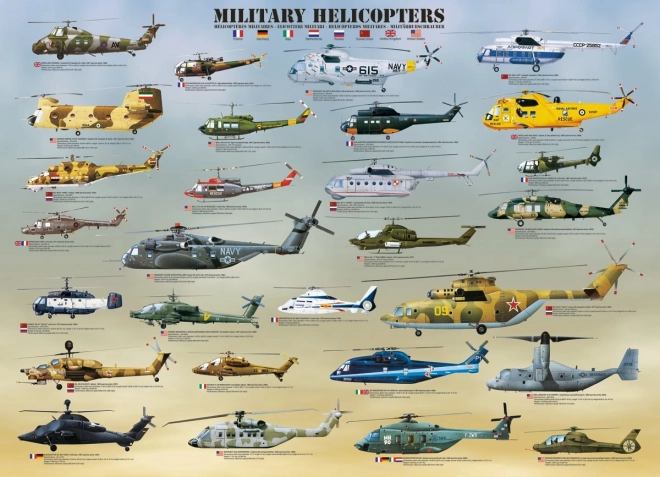 Sõjaväehelikopterite pusle XL 500 tükki EUROGRAPHICS