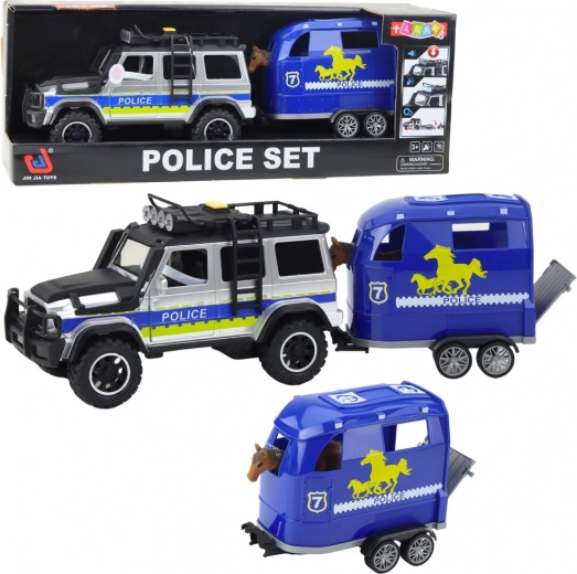 Police off-road vehicle with horse trailer with lights and sounds