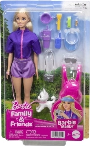 Barbie doll on a trip with puppy Malibu