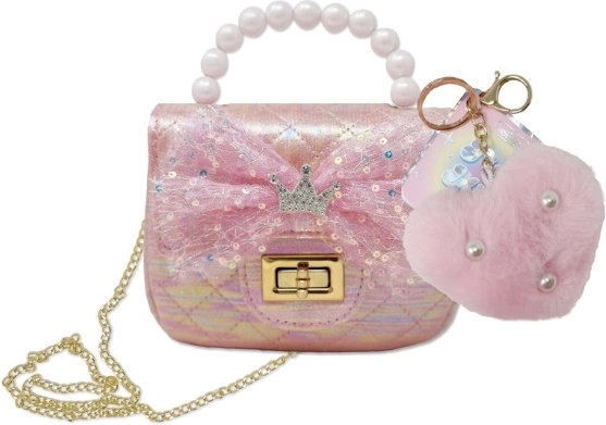 Hot Focus glittery handbag with pom-pom