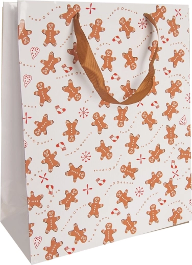 Kingituseks mõeldud paberkott piparkoogimotiiviga 26 × 12 × 32 cm