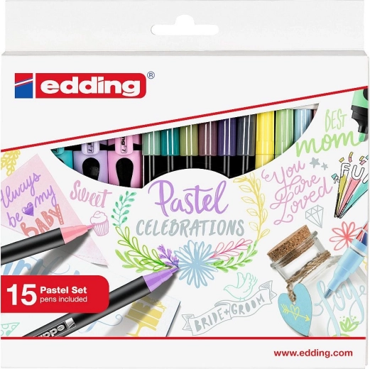 EDDING pastellmarkerite ja -tekstimarkerite kinkekomplekt, 15 tk