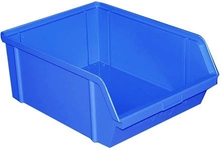 Stacking sloped storage bin 40 kg, 400 × 300 × 162 mm, blue