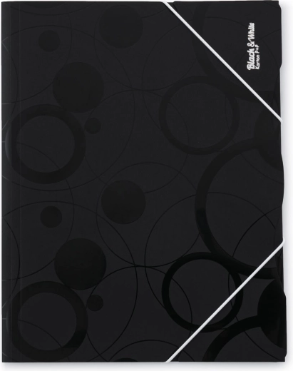 A4 elasticated folder black and white, black