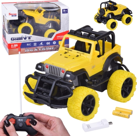 RC maastikuauto 1:36 LED-valgustuse, kummirehvide ja kaugjuhtimisega