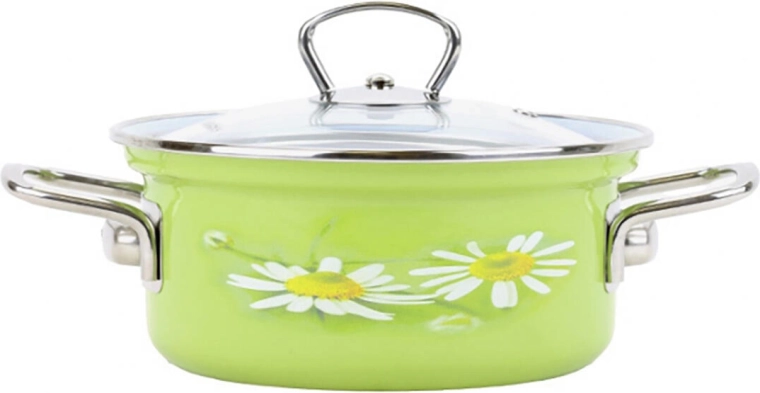 Emailitud kastrul BELIS Daisy 24 cm klaaskaasiga, 4,5 l