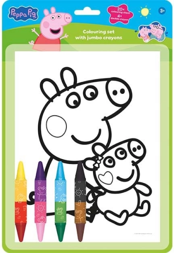 Peppa Pig kahepoolsed vahakriidid sisaldav värvimiskomplekt