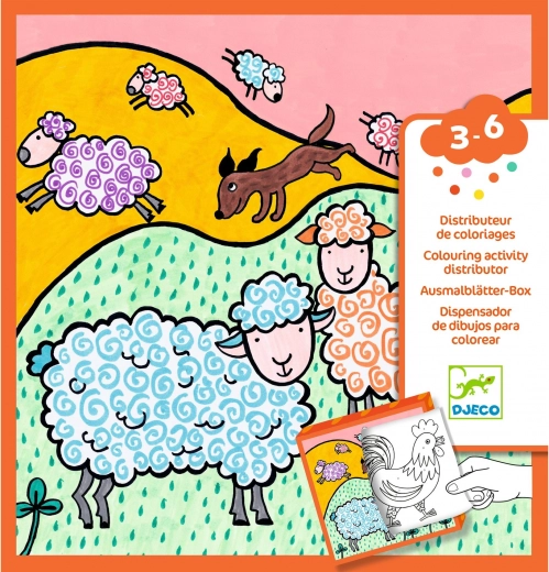 Djeco Fun Box with Coloring Pages and Games Farm