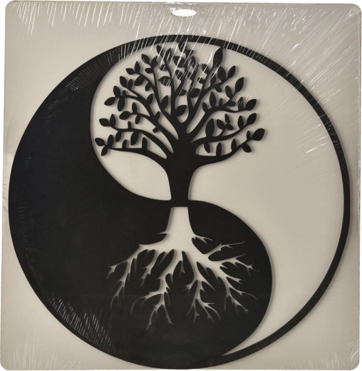 Puidust seinakaunistus yin-yang must 35 × 35 cm