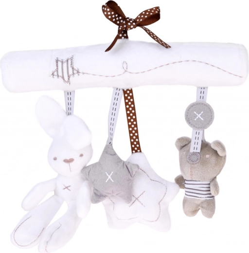 Soft hanging toy for stroller and crib with sounds and melody