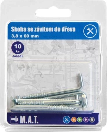 Puidukruviga keermestatud klamber 60 × 3,8 mm, tsingitud (10 tk)