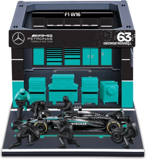 Bburago Formula Racing F1 Pit Passi komplekt Mercedes-AMG Petronas W16 2025 George Russell 1:43