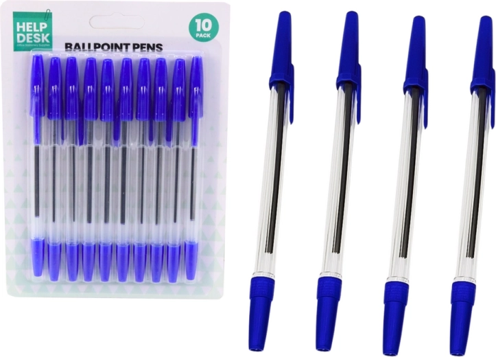 Set of classic blue ballpoint pens, 10 pcs