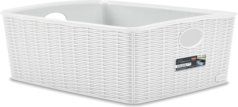 Elegance plastic storage basket white 36 × 29 × 13 cm