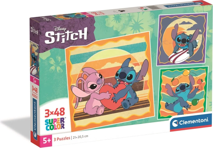 Clementoni pusle Stitch: sõbralik tulnukas 3×48 tükki