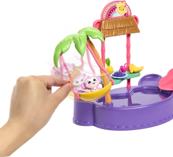 Palm tree with a swing for the monkey