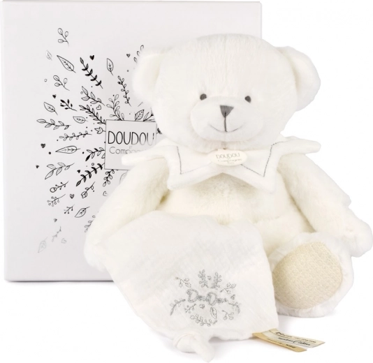 Doudou gift set plush teddy bear with blanket beige