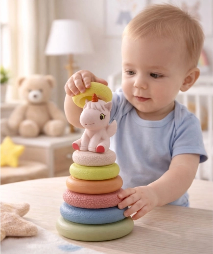 Interactive unicorn with whistle