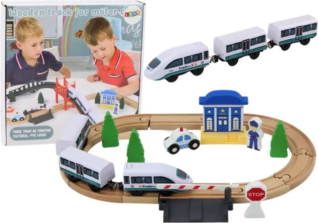 Wooden Train Set with Bridge and Police Station 3.2 m