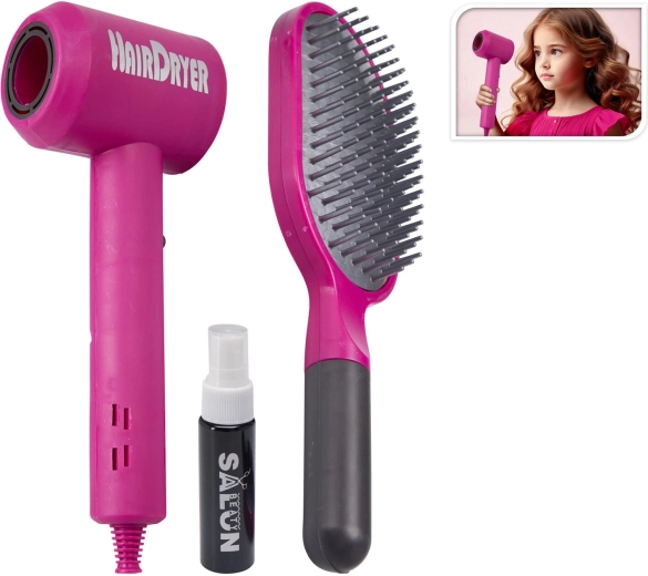 Set for Little Hairdressers with Hair Dryer, Comb and Spray Bottle