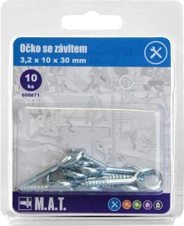 Closed eye bolt 30 × 10 × 3.2 mm, zinc-plated, 10 pcs