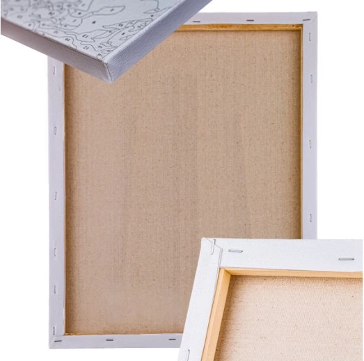 The canvas is already stretched on a wooden frame