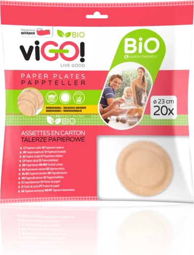 VIGO! Biopaberist pruunid taldrikud, 23 cm, 20 tk
